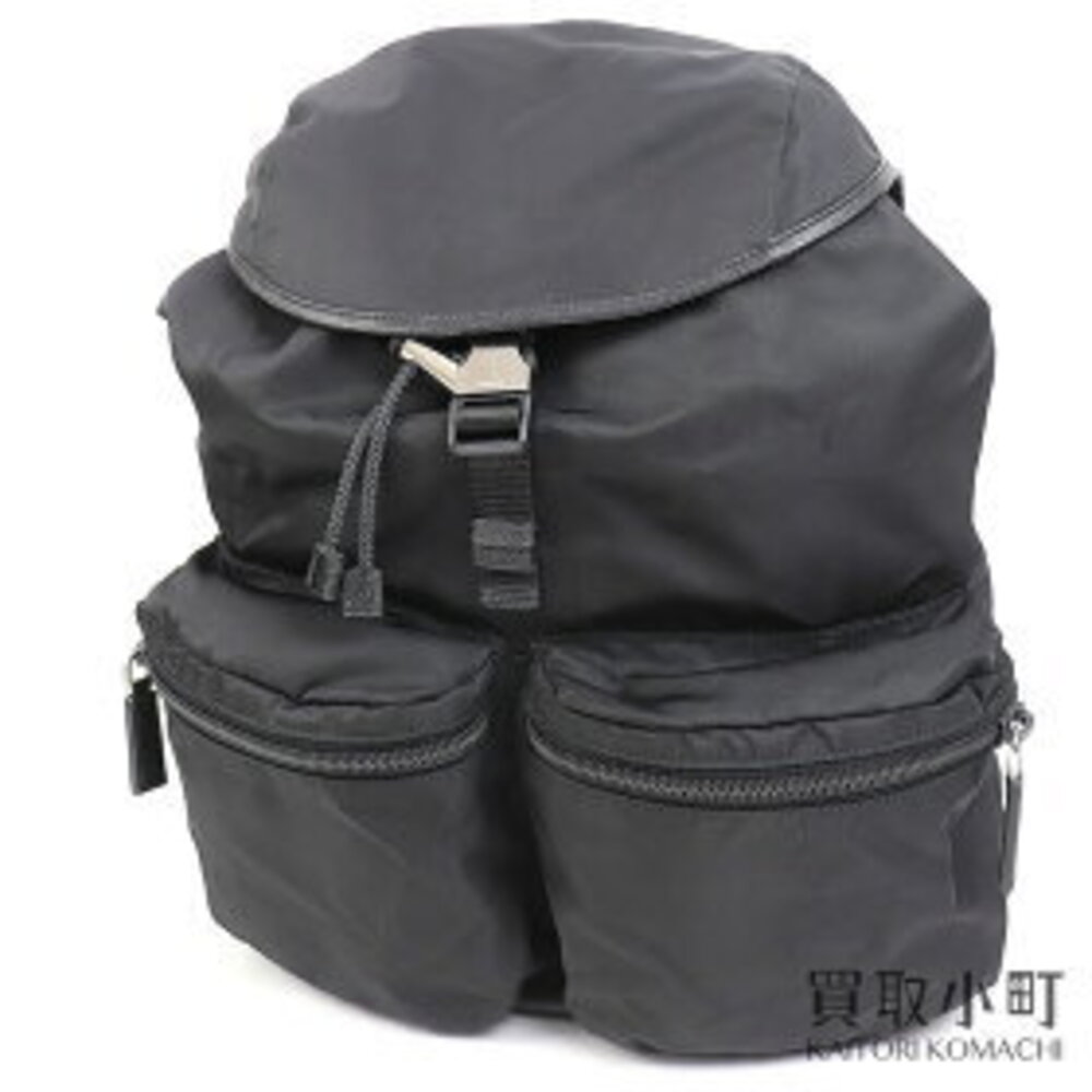 PRADA Tessuto Nero Black Backpack Black Triangle Logo daypack